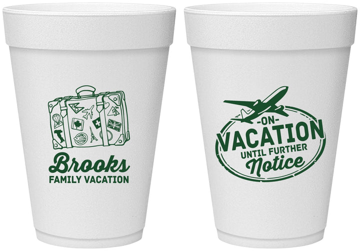 Personalized Family Vacation 16 oz Foam Cups - Road Trip Plane | 180052