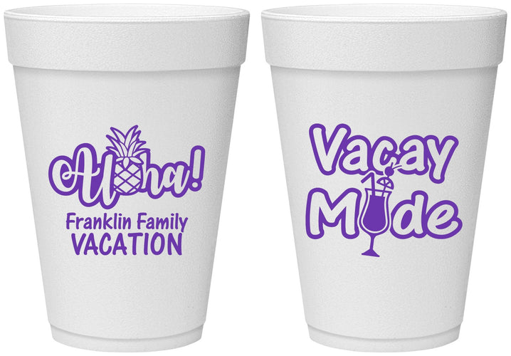 Personalized Family Vacation 16 oz Foam Cups - Hawaii | 180053