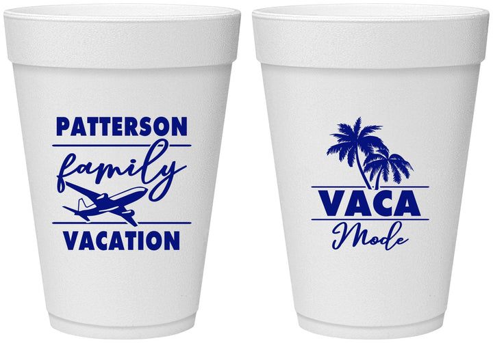 Personalized Family Vacation 16 oz Foam Cups - Vaca Mode Trip | 180054