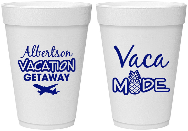 Personalized Family Vacation 16 oz Foam Cups - Vacay Vibes Trip | 180055