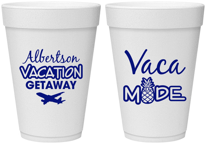 Personalized Family Vacation 16 oz Foam Cups - Vacay Vibes Trip | 180055