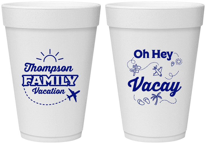 Personalized Family Vacation 16 oz Foam Cups - Beach | 180056