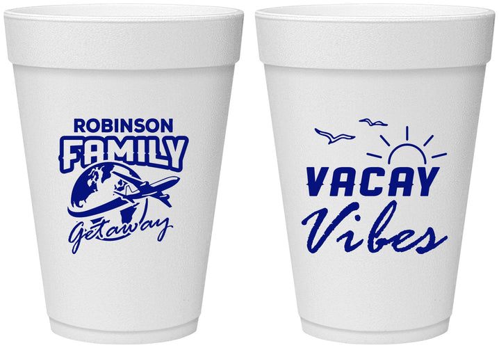 Personalized Family Vacation 16 oz Foam Cups - Vacay Vibes | 180057