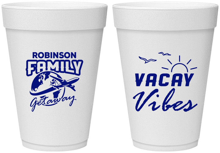 Personalized Family Vacation 16 oz Foam Cups - Vacay Vibes | 180057