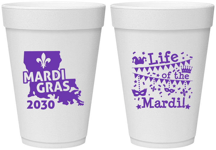 Personalized Mardi Gras 16 oz Foam Cups - Life Of The Mardi | 190001