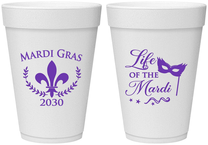 Personalized Mardi Gras 16 oz Foam Cups - Life Of The Mardi | 190004