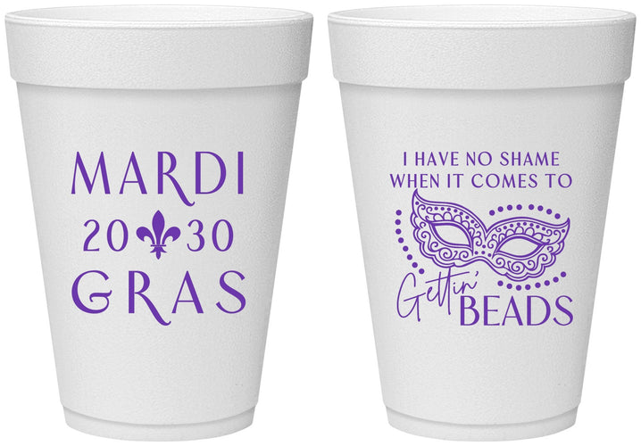 Personalized Mardi Gras 16 oz Foam Cups - Nola New Orleans | 190006
