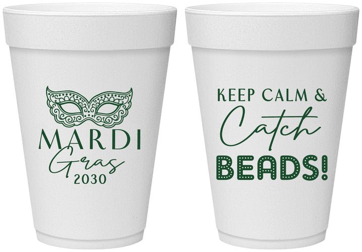 Personalized Mardi Gras 16 oz Foam Cups - Beads Nola | 190007