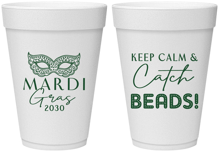 Personalized Mardi Gras 16 oz Foam Cups - Beads Nola | 190007