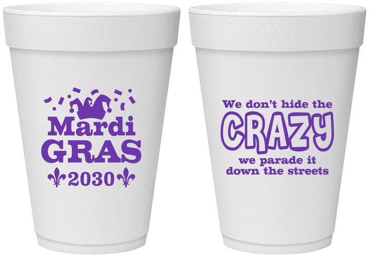 Personalized Mardi Gras 16 oz Foam Cups - Fleur De Lis | 190009