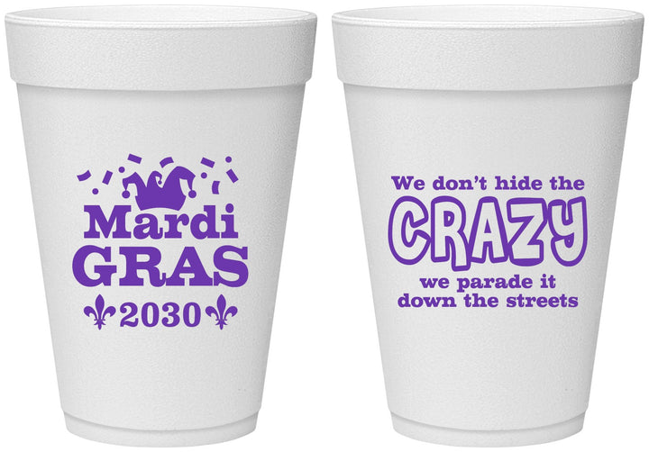 Personalized Mardi Gras 16 oz Foam Cups - Fleur De Lis | 190009