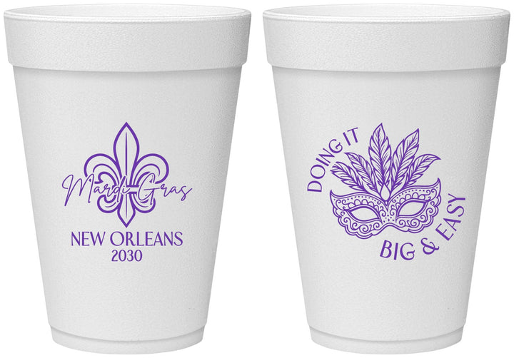 Personalized Mardi Gras 16 oz Foam Cups - Fleur De Lis | 190010