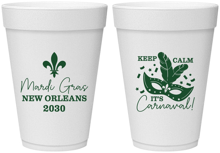 Personalized Mardi Gras 16 oz Foam Cups - Fleur De Lis Carnaval | 190011