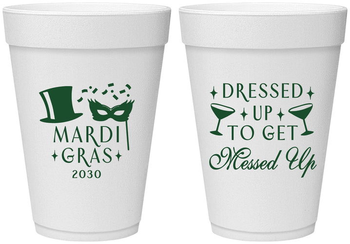 Personalized Mardi Gras 16 oz Foam Cups - Fleur De Lis | 190015