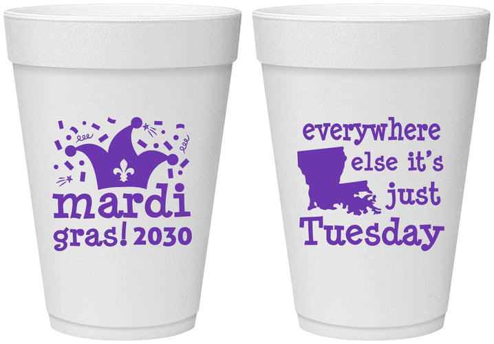 Personalized Mardi Gras 16 oz Foam Cups - Nola New Orleans | 190016
