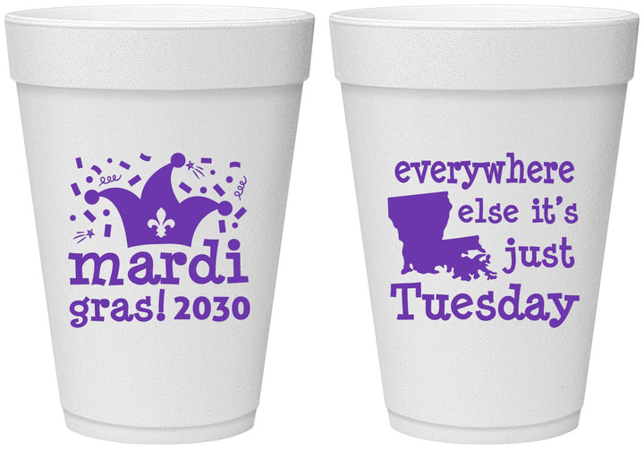 Personalized Mardi Gras 16 oz Foam Cups - Nola New Orleans | 190016