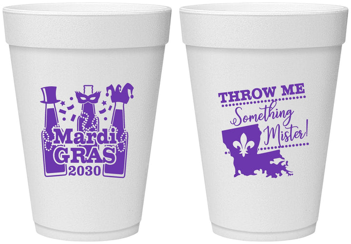 Personalized Mardi Gras 16 oz Foam Cups - Beads Nola | 190017