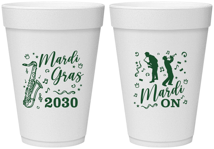 Personalized Mardi Gras 16 oz Foam Cups - Mardi On Jazz | 190019