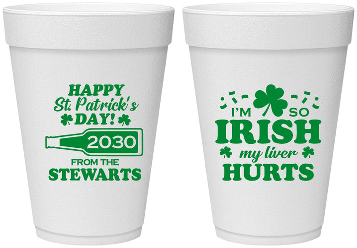 Personalized St Patricks Day 16 oz Foam Cups - Irish My Liver Hurts | 200000