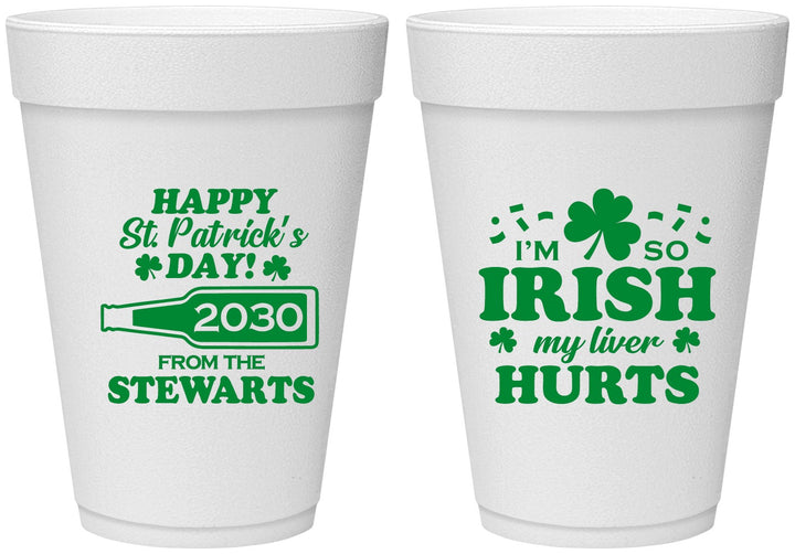 Personalized St Patricks Day 16 oz Foam Cups - Irish My Liver Hurts | 200000