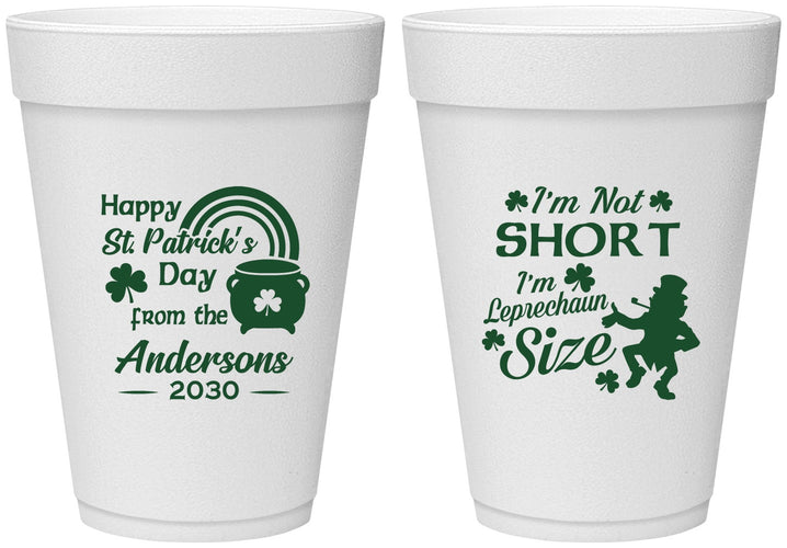 Personalized St Patricks Day 16 oz Foam Cups - Leprechaun | 200001