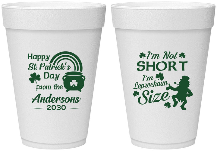 Personalized St Patricks Day 16 oz Foam Cups - Leprechaun | 200001