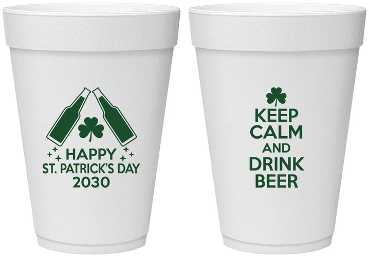 Personalized St Patricks Day 16 oz Foam Cups - Clover Irish | 200005