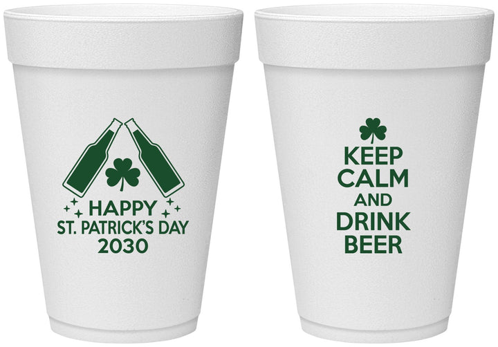 Personalized St Patricks Day 16 oz Foam Cups - Clover Irish | 200005