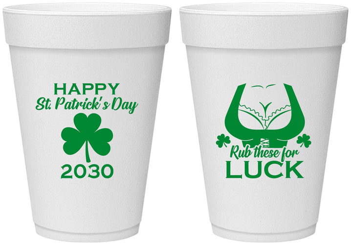Personalized St Patricks Day 16 oz Foam Cups - Clover Irish | 200008