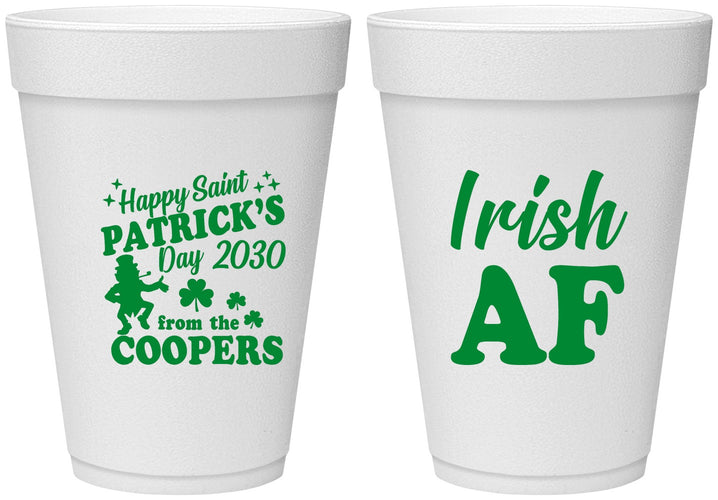 Personalized St Patricks Day 16 oz Foam Cups - Irish Af Leprechaun | 200012