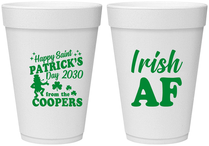 Personalized St Patricks Day 16 oz Foam Cups - Irish Af Leprechaun | 200012
