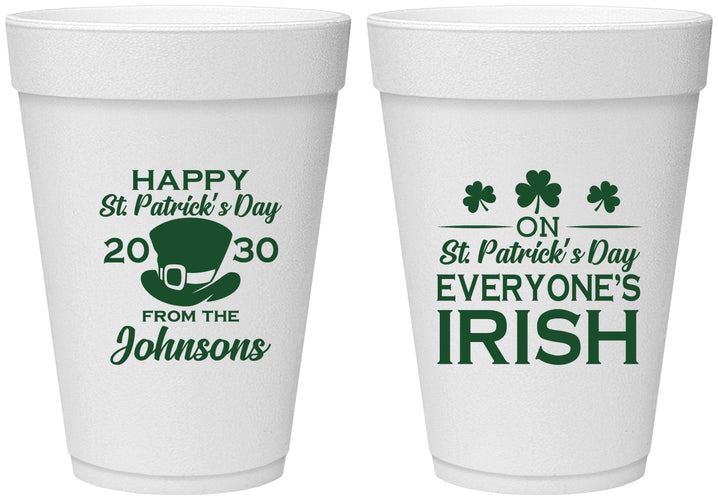 Personalized St Patricks Day 16 oz Foam Cups - Irish Leprechaun | 200013