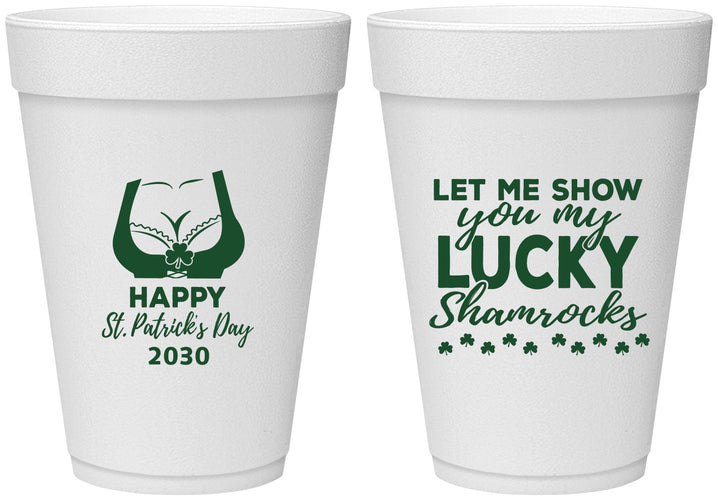 Personalized St Patricks Day 16 oz Foam Cups - Shamrocks | 200015