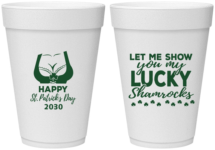 Personalized St Patricks Day 16 oz Foam Cups - Shamrocks | 200015