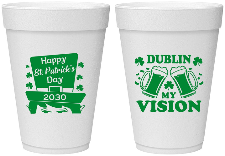 Personalized St Patricks Day 16 oz Foam Cups - Dublin My Vision | 200016