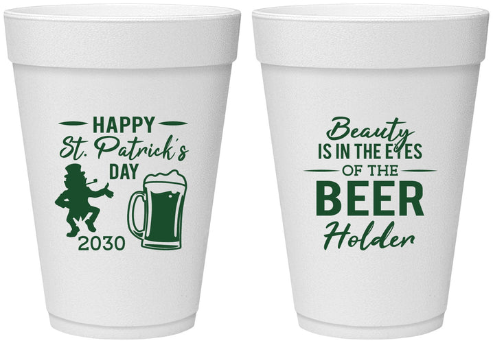 Personalized St Patricks Day 16 oz Foam Cups - Leprechaun | 200019
