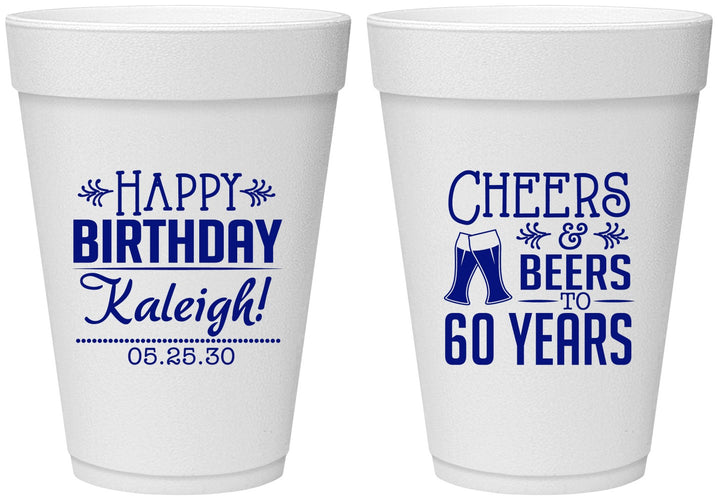 Personalized Birthday 16 oz Foam Cups - 60th | 20006