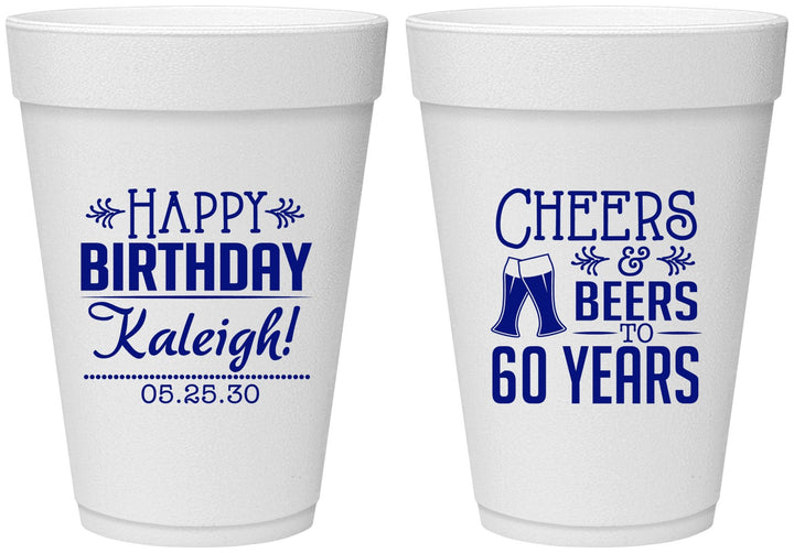 Personalized Birthday 16 oz Foam Cups - 60th | 20006