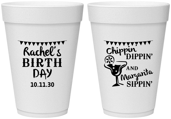Personalized Birthday 16 oz Foam Cups - Fiesta Margarita | 20009