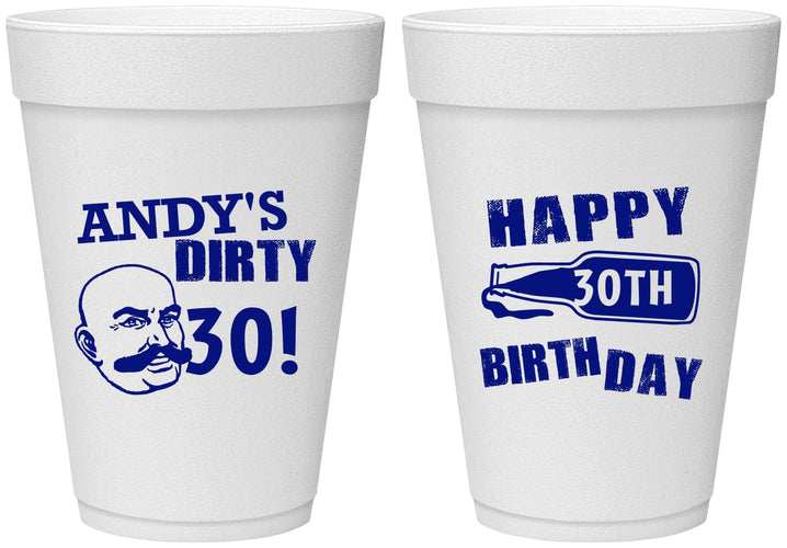 Personalized Birthday 16 oz Foam Cups - 30th | 20012