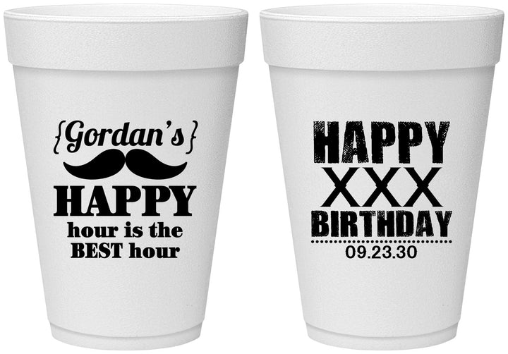 Personalized Birthday 16 oz Foam Cups - 30th | 20013
