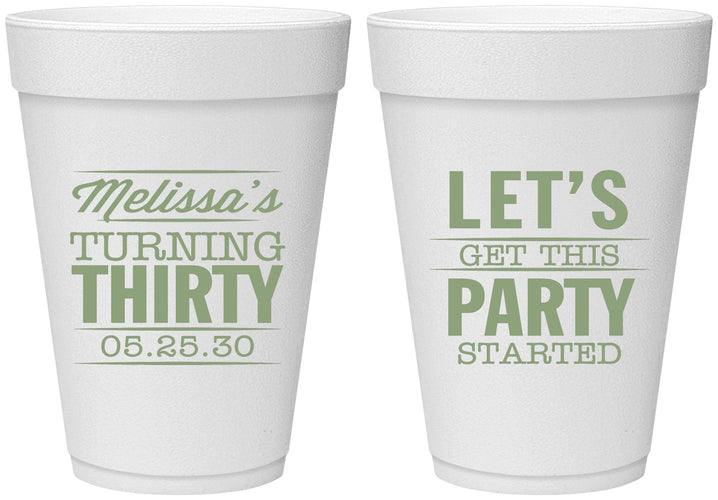 Personalized Birthday 16 oz Foam Cups - 30th | 20017