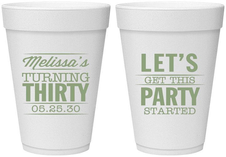 Personalized Birthday 16 oz Foam Cups - 30th | 20017