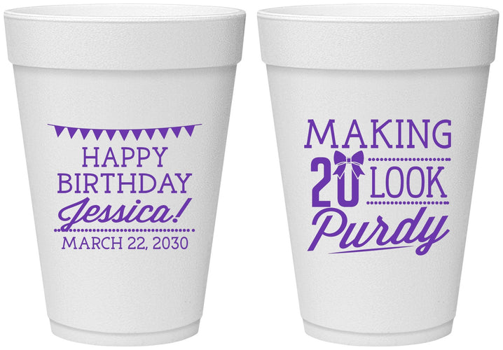 Personalized Birthday 16 oz Foam Cups - 20th | 20021