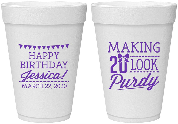 Personalized Birthday 16 oz Foam Cups - 20th | 20021