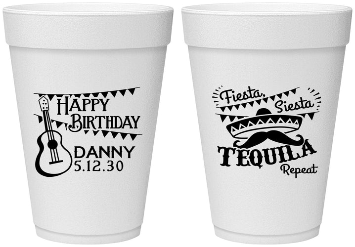 Personalized Birthday 16 oz Foam Cups - Fiesta Siesta Tequila | 20033