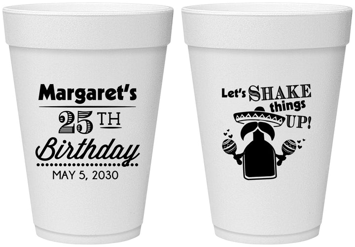 Personalized Birthday 16 oz Foam Cups - 25th Fiesta | 20035