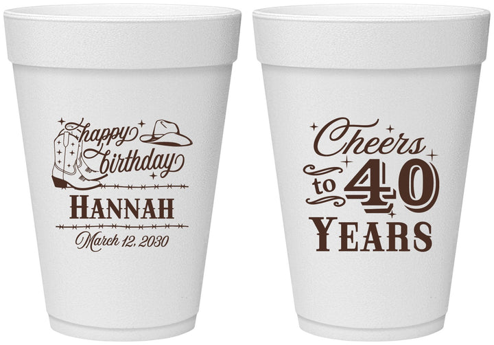 Personalized Birthday 16 oz Foam Cups - 40th | 20042
