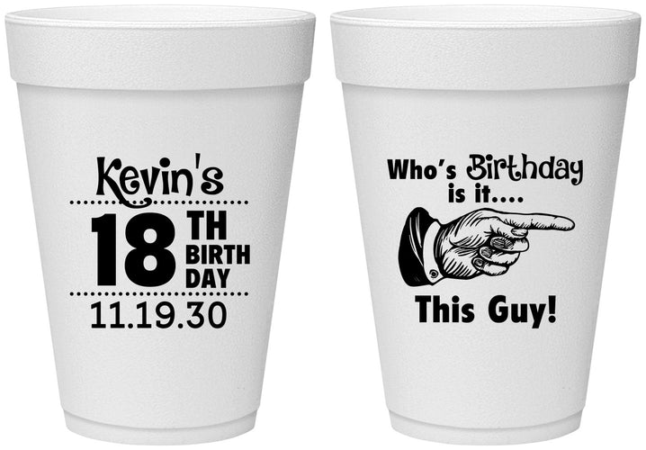 Personalized Birthday 16 oz Foam Cups - 18th | 20046