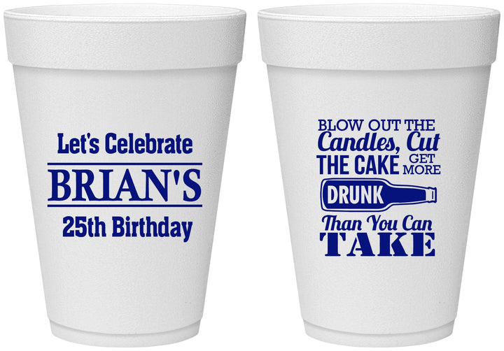 Personalized Birthday 16 oz Foam Cups - 25th | 20100